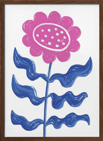 Bold Pink Flower | Poster - Walnut Frame Interior