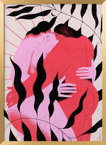 Women's Gentle Embrace | Poster - Gold Frame Interior