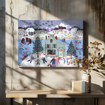 Joyful Winter Village Scene | Canvas - Room Interior 2
