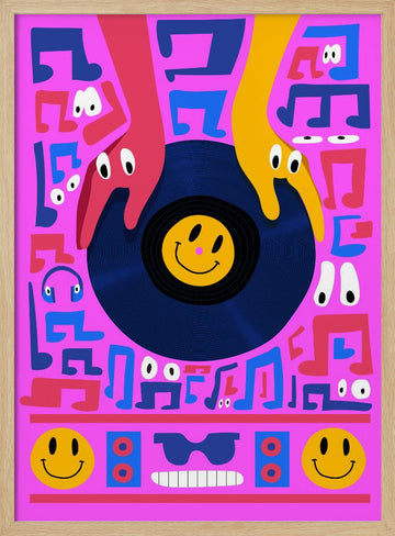 Pink Music Dance Party | Poster - Wood Frame Interior