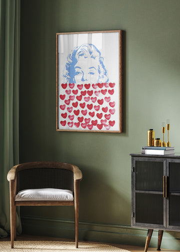 Pop Art Marilyn Hearts | Poster - Room Interior 2
