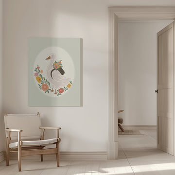 Whimsical Floral Goose | Canvas - Room Interior 1