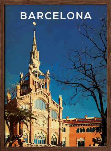 Barcelona Sant Pau Landmark | Poster - Walnut Frame Interior