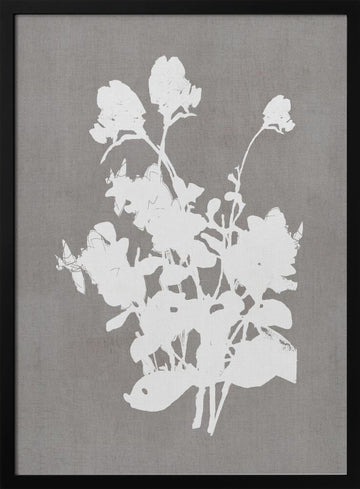 White Floral Silhouette | Poster - Black Metal Frame Interior