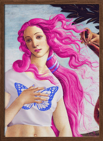 A Figure with Vibrant Pink Hair | Poster - Walnut Frame Interior