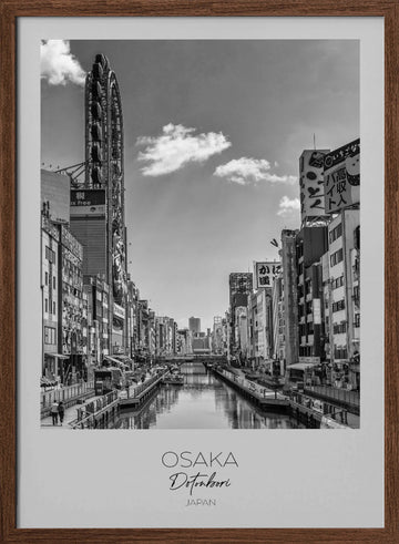 Dotonbori Canal Osaka Japan | Poster - Walnut Frame Interior