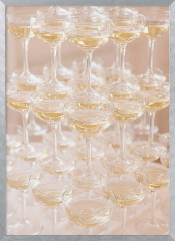 Champagne Tower Celebration | Poster - Silver Frame Interior