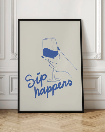 Sip Happens Wine Glass | Poster - Room Interior 1