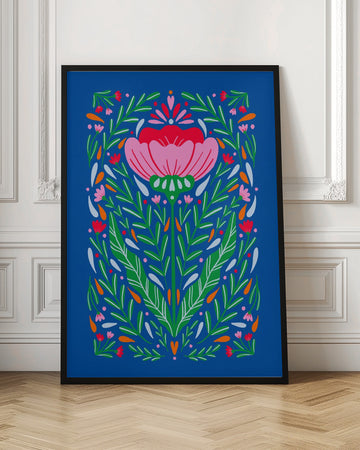 Vibrant Folk Flower | Poster - Room Interior 1