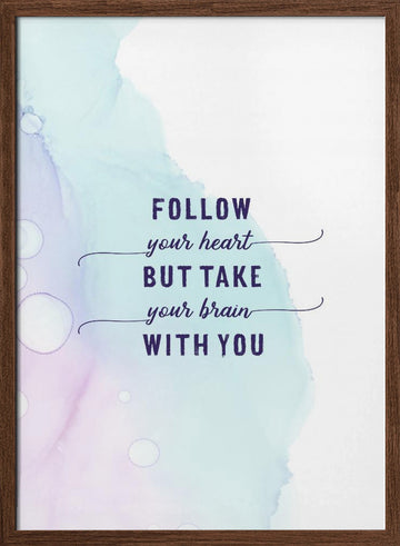 Pastel Heart Brain Quote | Poster - Walnut Frame Interior