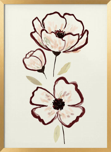 Delicate Watercolor Blooms | Poster - Gold Frame Interior