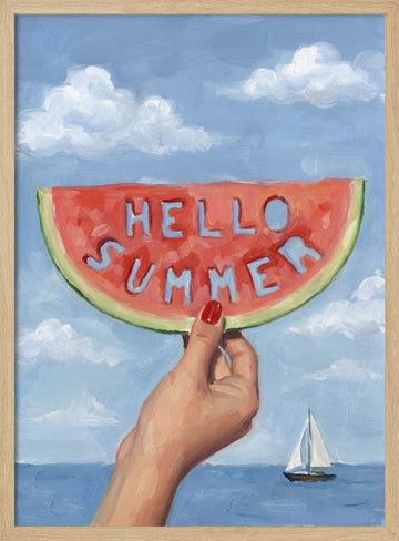 Hello Summer Watermelon | Poster - Wood Frame Interior