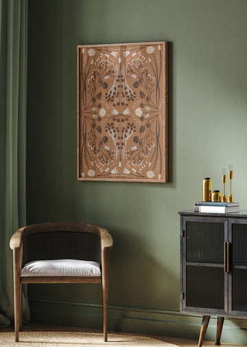 Folk Mirrored Botanicals - Earth Tones | Poster - Room Interior 2
