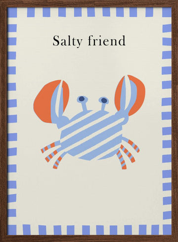 Salty Friend Crab | Poster - Walnut Frame Interior