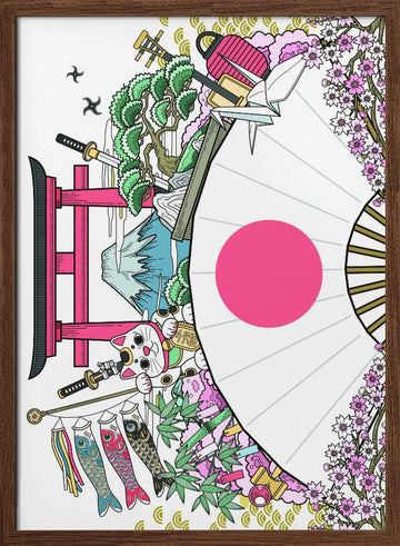 Japanese Culture Collage | Poster - Walnut Frame Interior