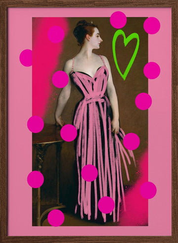 Pink Graffiti Lady | Poster - Walnut Frame Interior