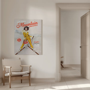 Ice Cold Beer Vintage Pinup Ski Art | Canvas - Room Interior 1