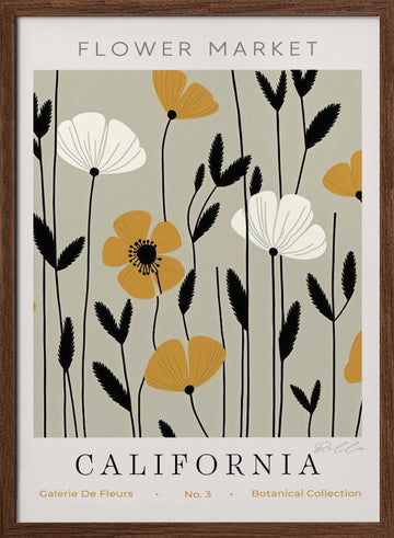 Modern Floral Field | Poster - Walnut Frame Interior