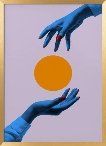 Vibrant Hands Orange Circle | Poster - Gold Frame Interior