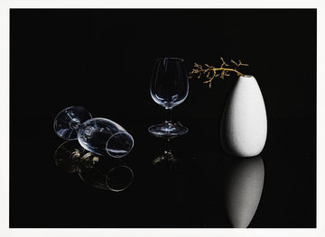 Elegant Glassware Still Life | Poster - White Frame Interior