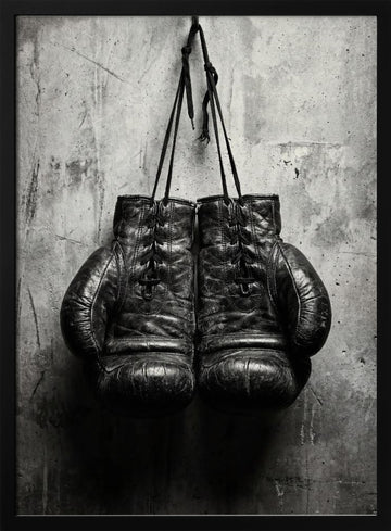Vintage Boxing Gloves | Poster - Black Metal Frame Interior