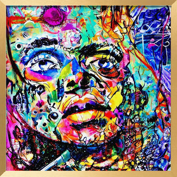 Colorful Abstract Face | Poster - Gold Frame Interior