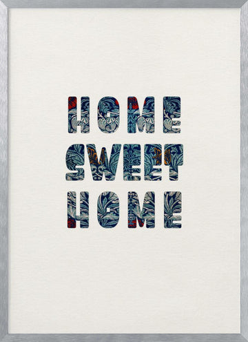 Home Sweet Home Floral | Poster - Silver Frame Interior