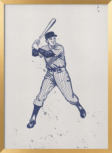 Classic Baseball Batter | Poster - Gold Frame Interior
