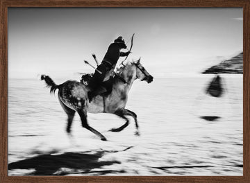 Galloping Mounted Archer | Poster - Walnut Frame Interior