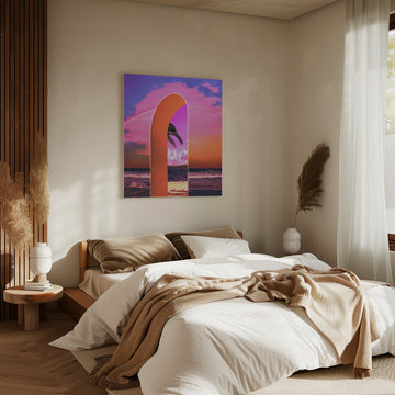 Pink Sky Beach Archway | Canvas - Room Interior 2