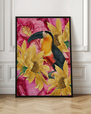 Vibrant Toucan and Flowers | Poster - Room Interior 1