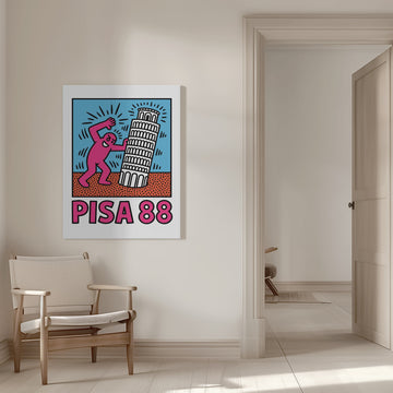 Playful Pisa Tower Push | Canvas - Room Interior 1