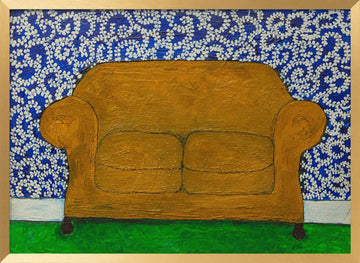 Cozy Living Room Sofa | Poster - Gold Frame Interior