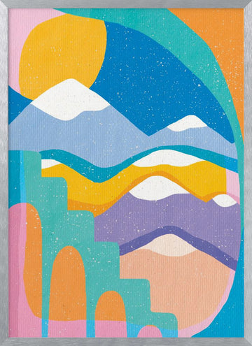 Sunny Abstract Landscape | Poster - Silver Frame Interior