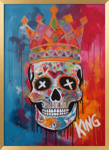 Colorful King Skull | Poster - Gold Frame Interior