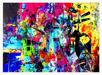 Vibrant Abstract Faces | Poster - White Frame Interior