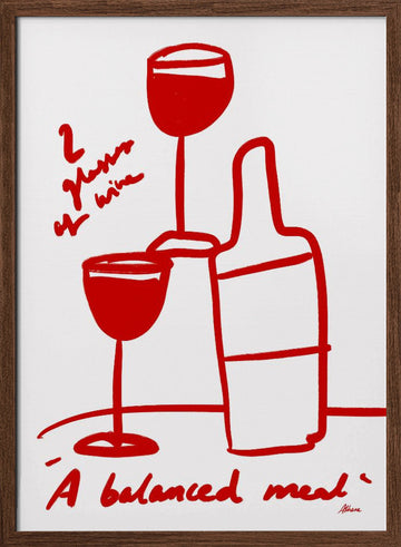 2 Glasses of Wine | Poster - Walnut Frame Interior