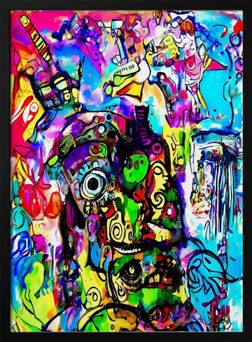 Vibrant Abstract Eye | Poster - Black Metal Frame Interior