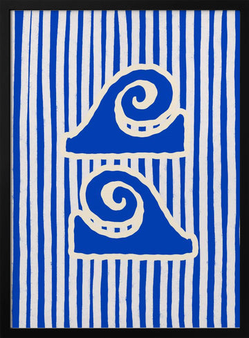 Blue Ocean Waves | Poster - Black Metal Frame Interior