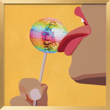 Licking Disco Lollipop | Poster - Gold Frame Interior