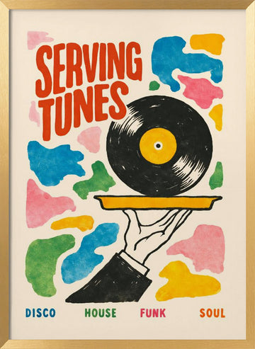 Serving Up Tunes | Poster - Gold Frame Interior