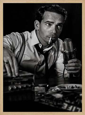 Smoking Radio Host | Poster - Wood Frame Interior