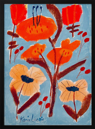 Vibrant Floral Abstract | Poster - Black Metal Frame Interior