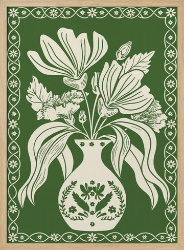 Elegant Floral Vase | Poster - Wood Frame Interior