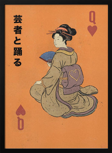 Geisha Queen of Hearts | Poster - Black Metal Frame Interior