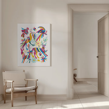 Colorful Folk Animal Garden | Canvas - Room Interior 1