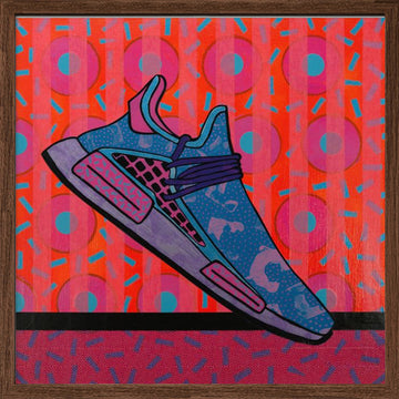 Vibrant Pop Art Sneaker | Poster - Walnut Frame Interior