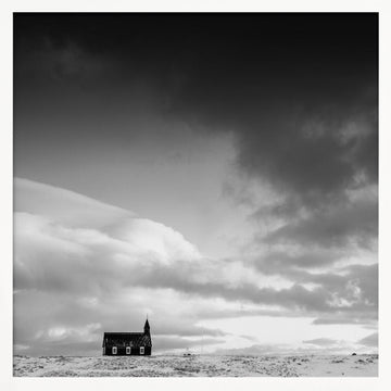 Black Church Under Dark Sky | Poster - White Frame Interior