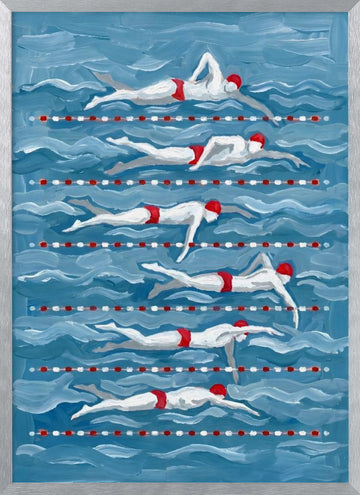 Swimmers In Motion | Poster - Silver Frame Interior