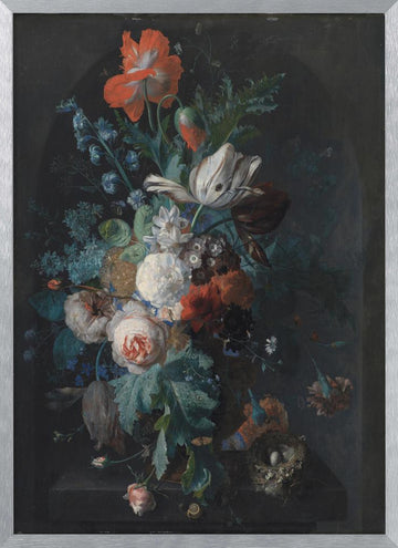 Vase With Flowers By Jan Van Huysum | Poster - Silver Frame Interior